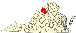 Map of Virginia highlighting Rockingham County