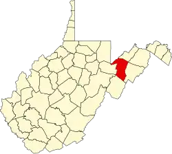 Location of Grant County in West Virginia