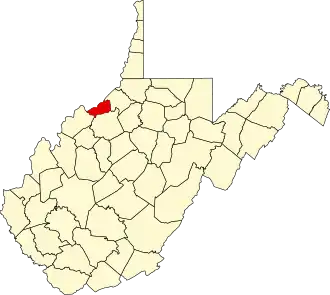 Map of West Virginia highlighting Pleasants County