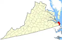 State map highlighting Virginia Beach
