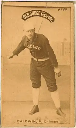A cigarette card of Mark Baldwin