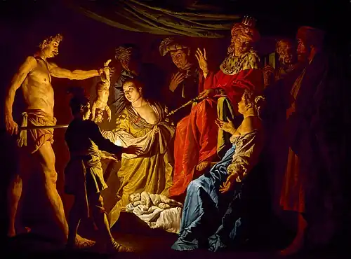 Matthias Stom, The Judgement of Solomon, (c. 1640), 152.5 × 204.9&nbsp;cm