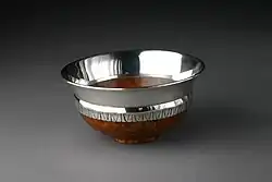 Modern rowan and silver mazer by Robin Wood