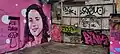 Memorial graffiti for Inbar Haiman, a graffiti artist known as "Pink", who was murdered in Gaza.