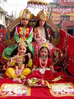 Image 5Costumed Hindu girls of Kathmandu during festival time in Nepal (from Culture of Nepal)