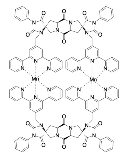 A spiroligomer that binds manganese and zinc