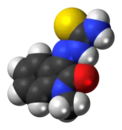 Space-filling model of the methisazone molecule