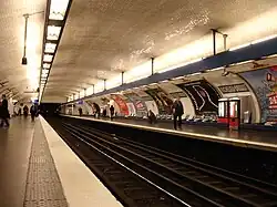 Subway station with two tracks and two platforms