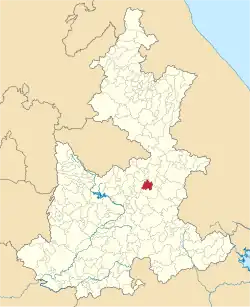 Location of the municipality in Puebla