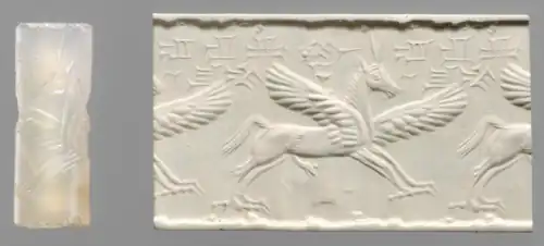 A cylinder seal and impression, 14th–13th century BC