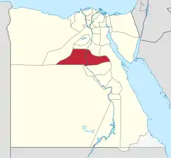 Minya Governorate on the map of Egypt