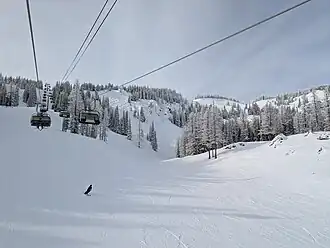 Varied inbounds terrain visible from the Wenatchee Express chairlift