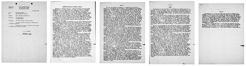 Complete War History of USS Mitchell, written by Lieutenant Commander JK Carpenter in 1945.