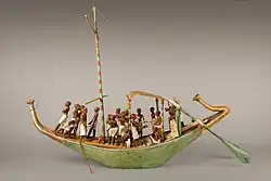 Model of a sailboat; 1981–1975&nbsp;BC; painted wood, plaster, linen twine and linen fabric; length: 145&nbsp;cm; Metropolitan Museum of Art