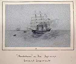 Monkshaven on fire, possible sketch by Anna Brassey 28 September 1876