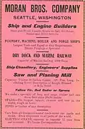 A 1900 advertisement from the Moran Brothers included ship's chandlery items as part of a marine refit business.