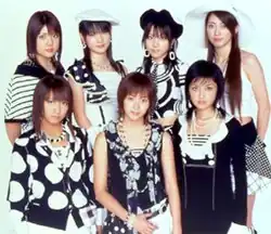 Morning Musume Otomegumi, 2004. Top row (L to R): Makoto Ogawa, Sayumi Michishige, Reina Tanaka, Kaori Iida Bottom row (L to R): Nozomi Tsuji, Miki Fujimoto, Rika Ishikawa