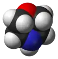 space-filling model of the morpholine molecule