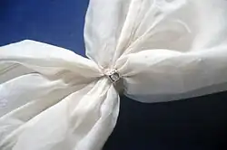 Muslin saree passing through a finger ring