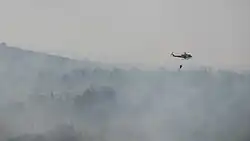 Cyprus Police Aviation Unit Bell 412EP participating in fire fighting efforts in Israel, during the 2010 Mount Carmel forest fire
