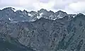 Mount Johnson centered in the distance, as seen from Marmot Pass.