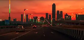 Mumbai's skyline viewed from the Mumbai Trans Harbour Link