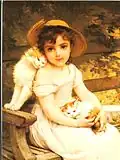 Emile Munier: Girl with kittens