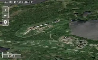 Olenegorsk radar station from space