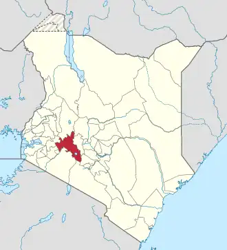 Location of Nakuru County in Kenya