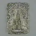 Silver Castle-top card case showing Scott Memorial 1844