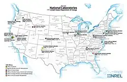 Map of the National Laboratories of the US Department of Energy.