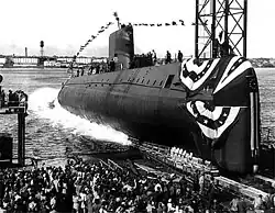Image 23The launching ceremony of USS&nbsp;Nautilus January 1954. In 1958 it would become the first vessel to reach the North Pole. (from Nuclear power)