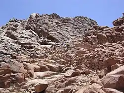 The last few meters of the climb up the mountain