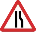 B15: Road narrows on right sides