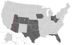 Location of teams in Big 12 Conference