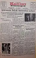 "Selçuk university opens in our city", 28 February 1955