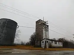 An unused grain elevator in Niota in January 2017
