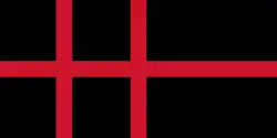 Flag of Norsefire, a fictional neofascist party ruling over the United Kingdom in Alan Moore and David Lloyd's comic series V for Vendetta