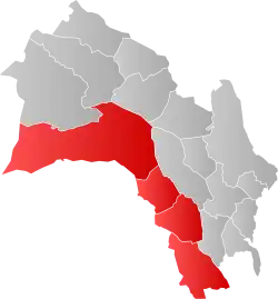 Map of Numedal with municipalities