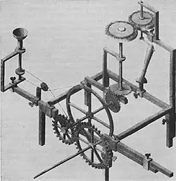 Optical-grinding engine model (1822), drawn in 30° isometric perspective[11]