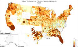 Map of "other" presidential election results by county