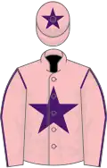 Pink, purple star, purple seams on sleeves, purple star on cap
