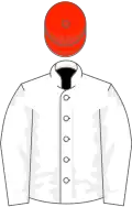 White, scarlet cap