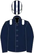 DARK BLUE, WHITE epaulets, striped cap