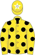 Yellow, black spots, yellow cap, white star
