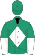 Emerald green, white diamond, halved sleeves