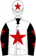 White, red star, black sleeves, red stars, white cap, red star
