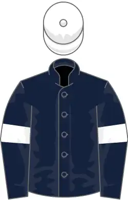 Dark blue, white armlet, white cap