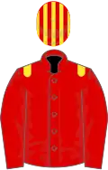 Red, yellow epaulets, striped cap