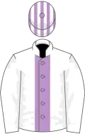 White, mauve stripe, striped cap